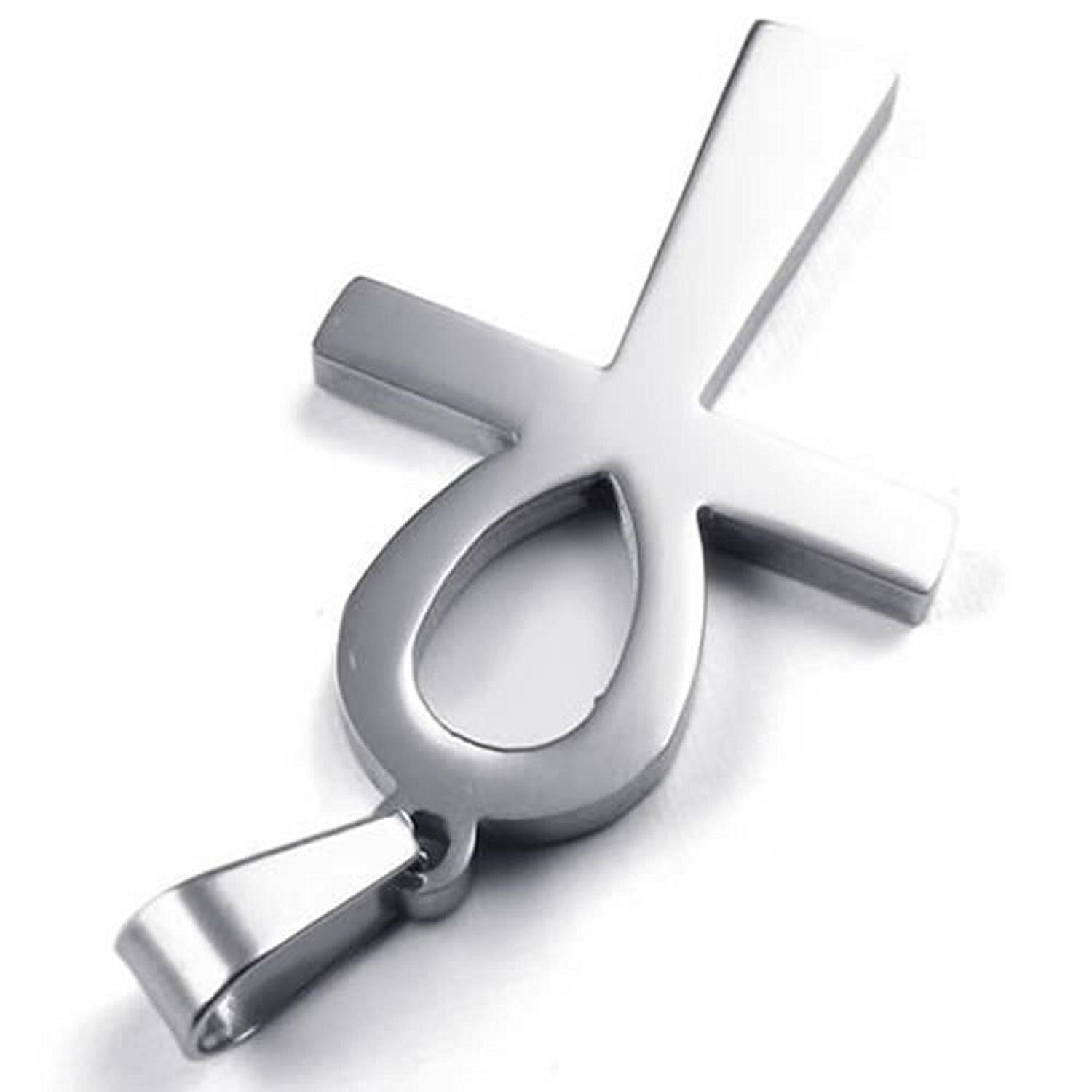 Rozsdamentes medál, Anch kereszt modell, ezüst színű, 5 cm - eMAG.hu