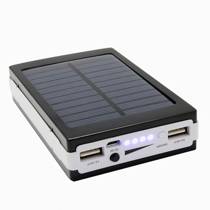 Соларно преносимо зарядно, 20000 mAh, LED панел, Универсално зарядно