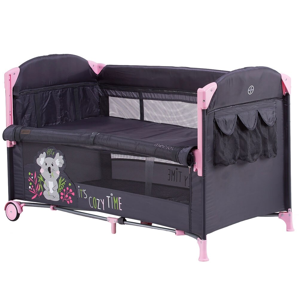 Patut pliabil Chipolino Merida 125x64 cm peony pink cu laterala culisanta