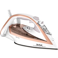 Fier de calcat Tefal Turbo Anti-Calc FV5697E1, 3000W, jet abur 270 g/min, abur variabil 0-50 g/min, colector anticalcar, oprire automata, alb/roz