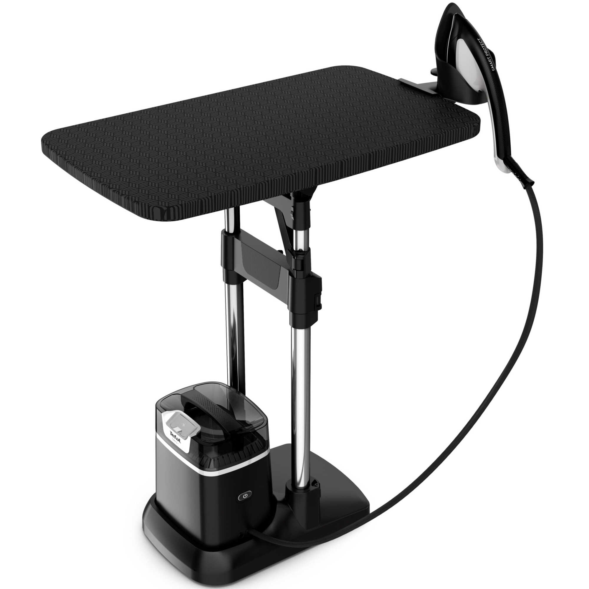 RESIGILAT: Aparat de calcat vertical cu abur de inalta presiune Tefal Ixeo+ All-in-One QT1510E0, 2980 W, jet abur 90 g/ min, 5 bar, 1 l, autonomie 40 min, negru