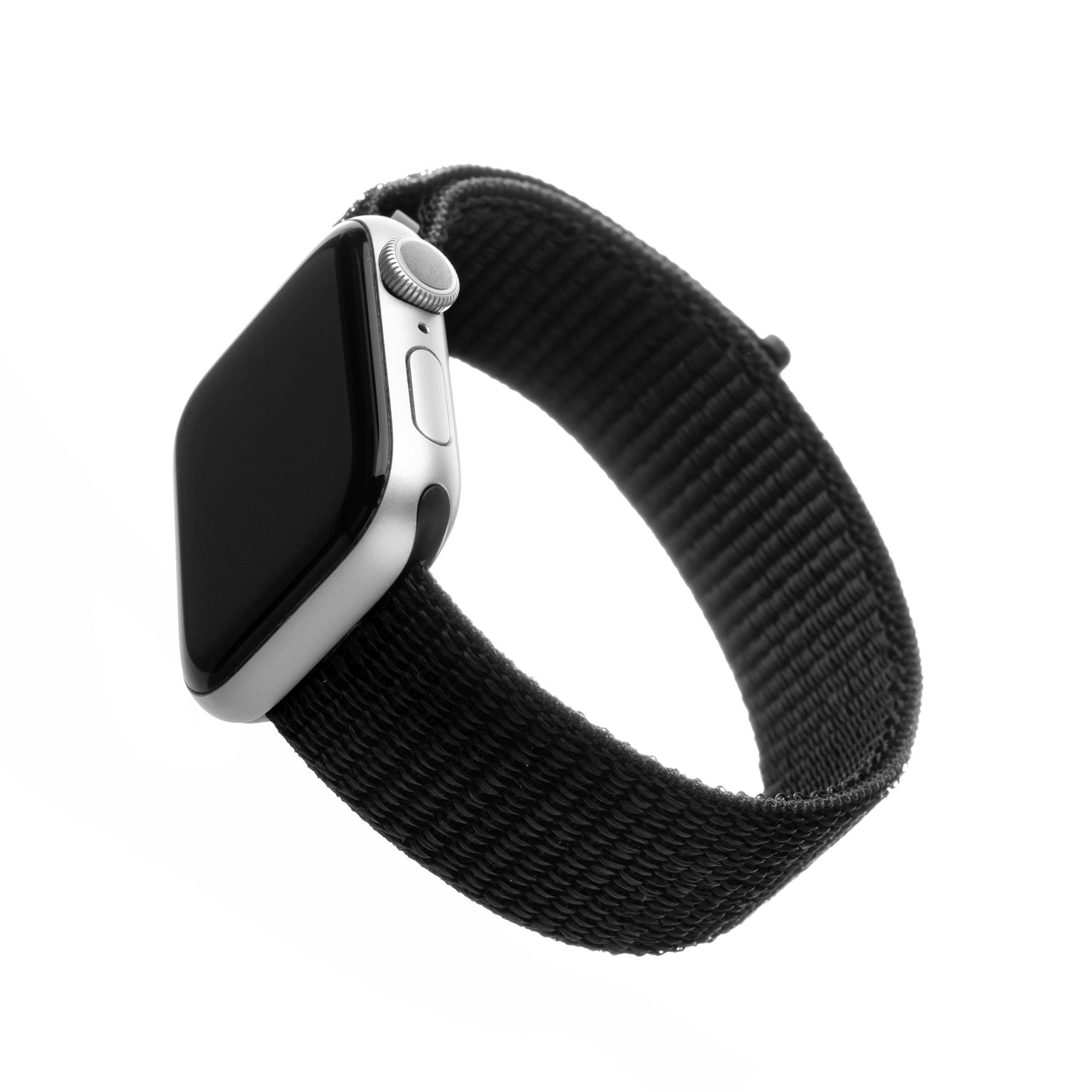 Curea compatibila Apple Watch 1/2/3/4, Fixed, Nylon, Circumferinta 14.5-22 cm, 44/42 mm, Negru