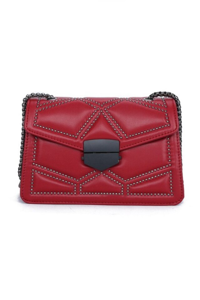 Geanta de dama Joelle rosie din piele ecologica matlasata, 22 x 15 x 6 cm