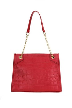 Geanta de dama Lauren rosie din piele ecologica tip piele de crocodil, 25 x 23 x 10 cm Geanta de dama Lauren rosie din piele ecologica tip piele de crocodil, 25 x 23 x 10 cm