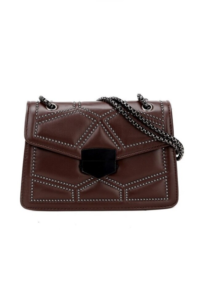 Geanta de dama Joelle maro inchis din piele ecologica matlasata, 22 x 15 x 6 cm