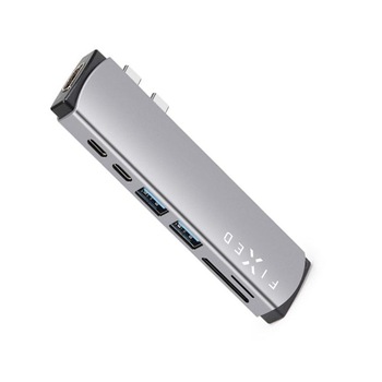 Hub Multiport FIXED, Pentru Apple MacBook, USB-C/USB 3.2/HDMI, PD 100W, Aluminiu Hub Multiport FIXED, Pentru Apple MacBook, USB-C/USB 3.2/HDMI, PD 100W, Aluminiu