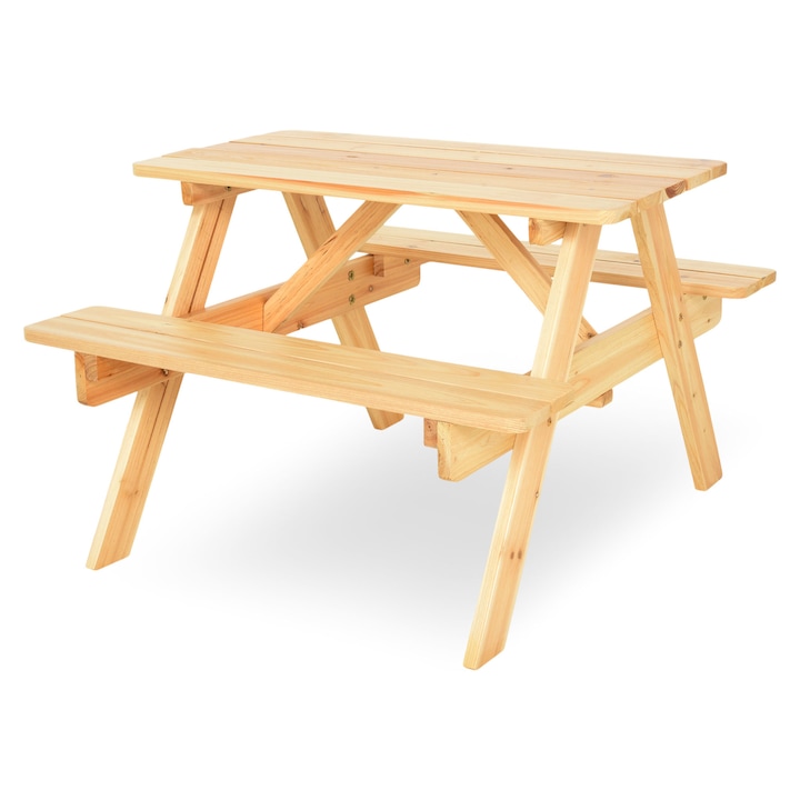 Set mobilier masa pliabila cu 2 banchete, Maison Mex KIDS PICNIC, L.75 l.85.5 H.53 cm, natural