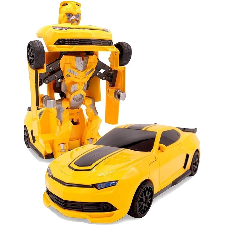 Robot transformabil Flyme Hero Bot, Telecomanda, Scara 1:14, Model Bumblebee, Galben