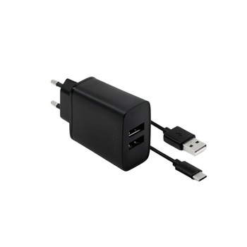 Set incarcator retea si cablu Micro USB, Fixed, Smart Rapid Charge, 2 x USB-A, 15 W, 1 m, Negru Set incarcator retea si cablu Micro USB, Fixed, Smart Rapid Charge, 2 x USB-A, 15 W, 1 m, Negru
