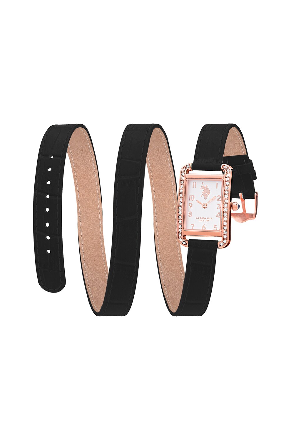 U.S. Polo Assn., Ceas decorat cu cristale din zirconia, Negru