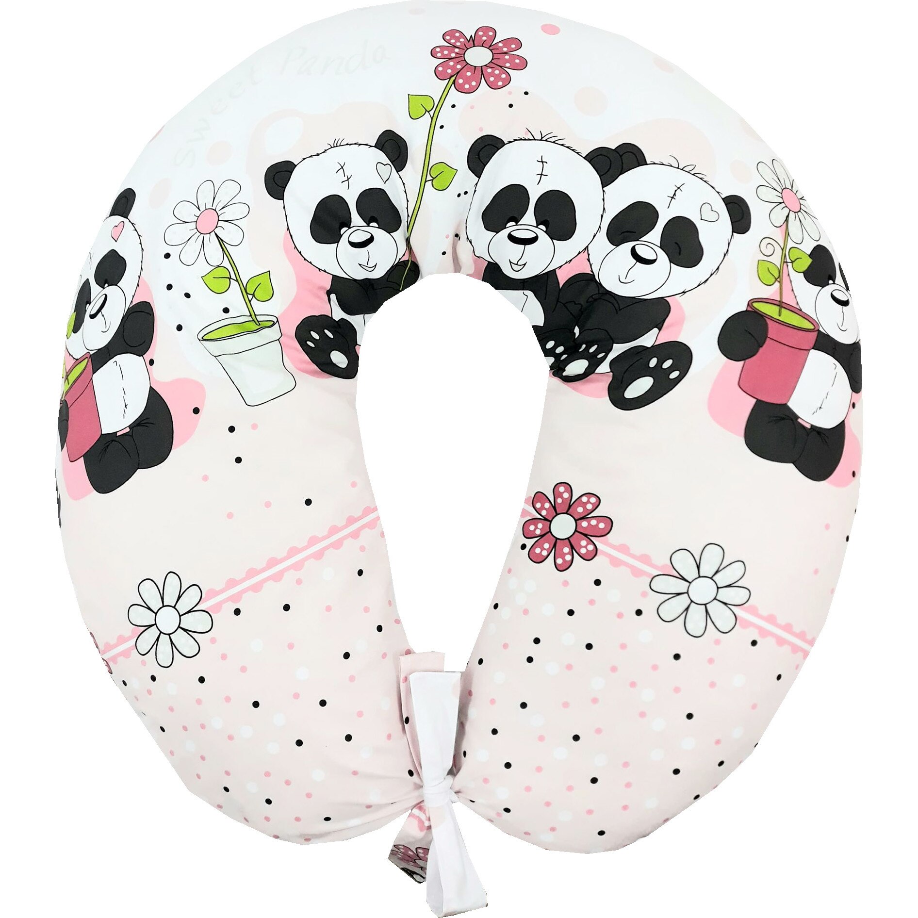 Perna de alaptat cu husa detasabila Sweet Panda roz