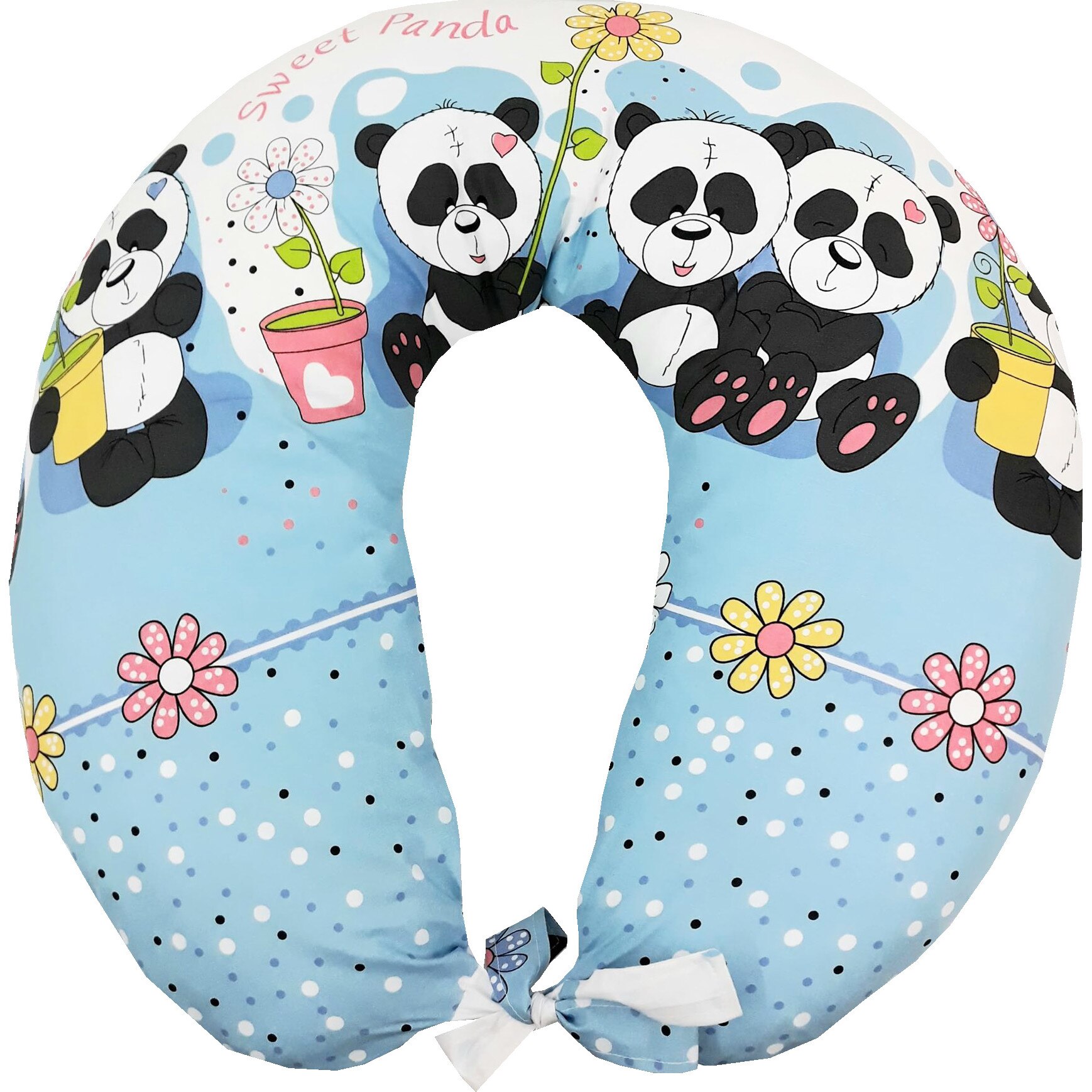 Perna de alaptat cu husa detasabila Sweet Panda albastru