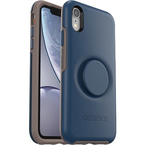 Carcasa Otterbox pentru iPhone XR, cu PopSockets integrat, din policarbonat si cauciuc, albastru, rezistanta la socuri si zgaraieturi