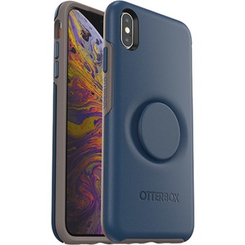 Carcasa Otterbox pentru iPhone XS Max, cu PopSockets integrat, din policarbonat si cauciuc, albastru, rezistanta la socuri si zgaraieturi Carcasa Otterbox pentru iPhone XS Max, cu PopSockets integrat, din policarbonat si cauciuc, albastru, rezistanta la socuri si zgaraieturi