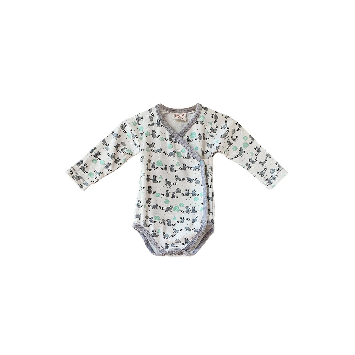 Body Peolpe, cu imprimeu grafic animale, alb si gri, 3-6 luni
