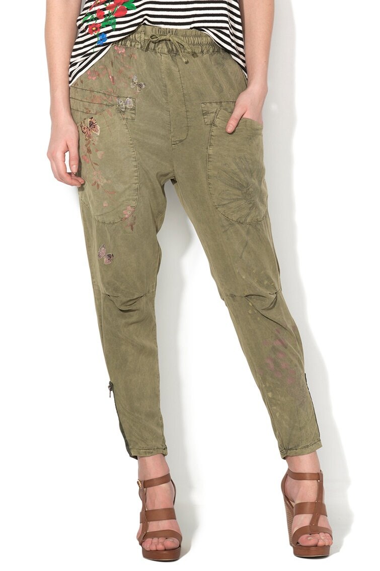 Pantaloni, Desigual 72P2WB8, Verde kaki, 34