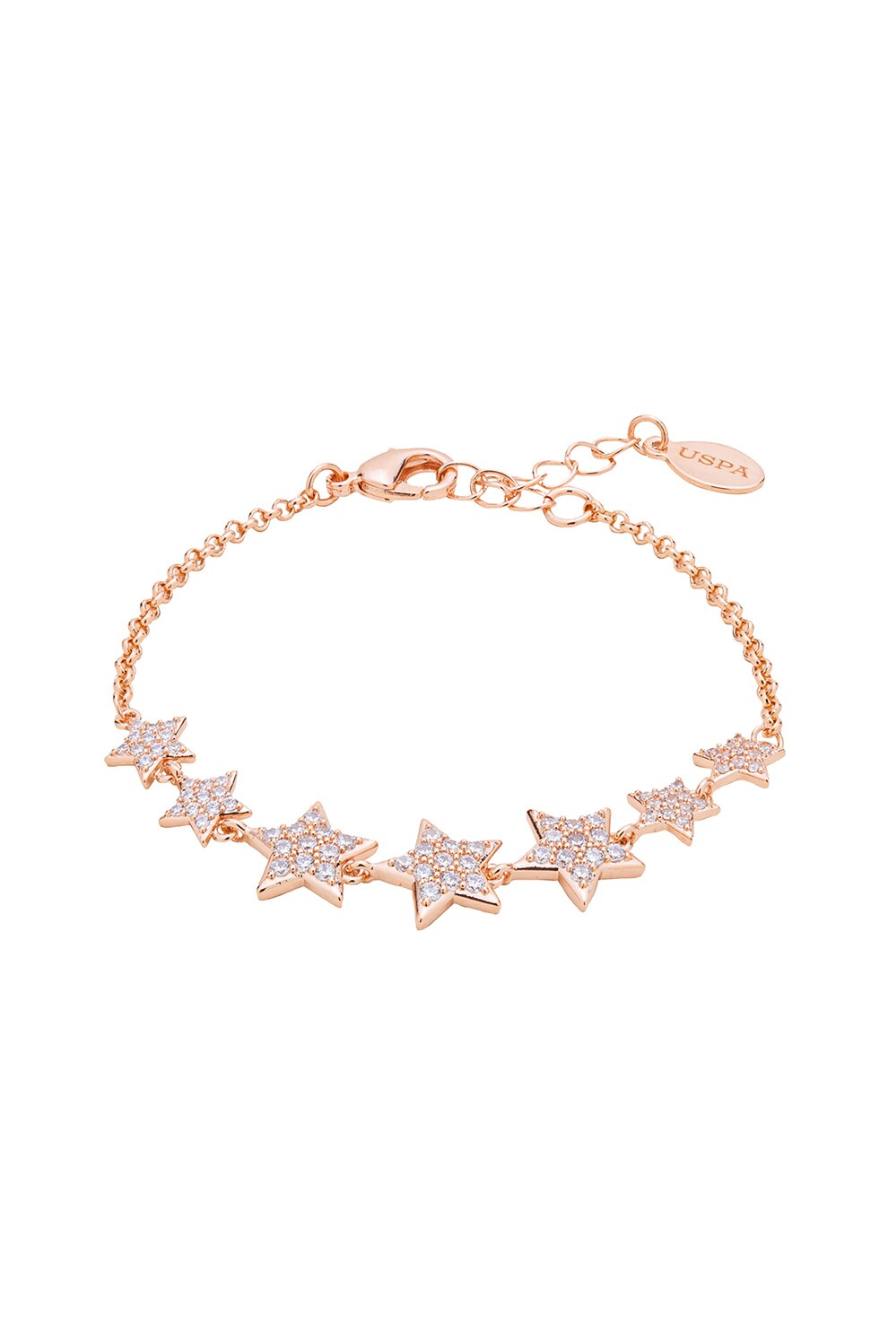 U.S. Polo Assn., Bratara ajustabila cu talismane in forna de stea, Auriu rose