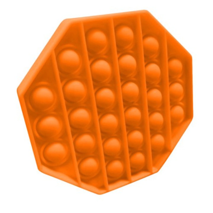 Jucarie senzoriala, Pop-Bong-Fidget-Bubble, Antistres, Detensionare, Octagonal, Portocaliu
