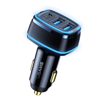 Incarcator Auto 80W cu trei iesiri USB de la USAMS Incarcator Auto 80W cu trei iesiri USB de la USAMS