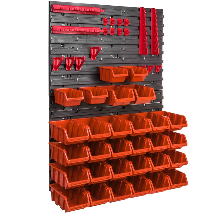 BOTLE Szerszámtároló panel, 26 rekeszes, 576 x 780 mm, piros/fekete