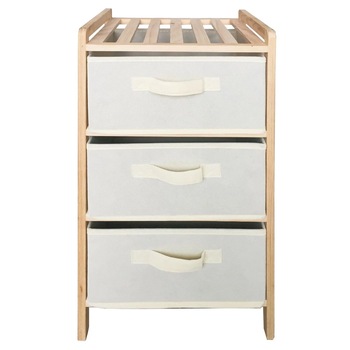 Raft pentru depozitare, Cali, din lemn cu 3 sertare, 32 x 26 x 60 cm Raft pentru depozitare, Cali, din lemn cu 3 sertare, 32 x 26 x 60 cm