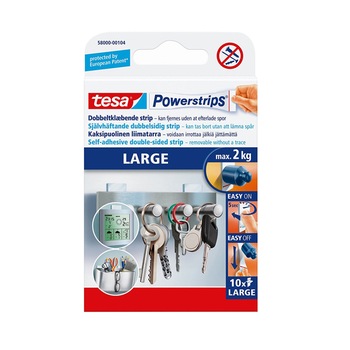 Set 10 fasii Banda Dublu adeziva Tesa Powerstripes, fixare pe perete, capacitate 2kg/fasie Set 10 fasii Banda Dublu adeziva Tesa Powerstripes, fixare pe perete, capacitate 2kg/fasie