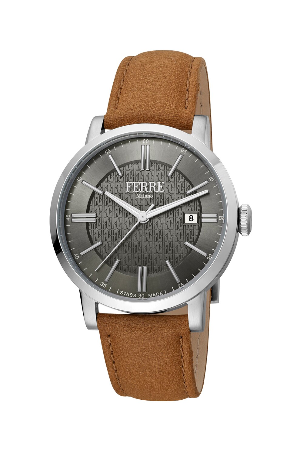 Ferre Milano, Ceas quartz cu o curea de piele, Maro deschis