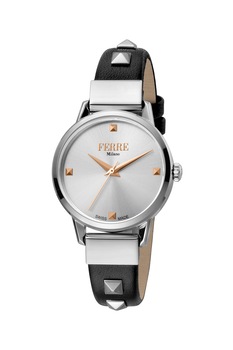 Ferre Milano, Ceas cu o curea de piele si tinte, Negru Ferre Milano, Ceas cu o curea de piele si tinte, Negru