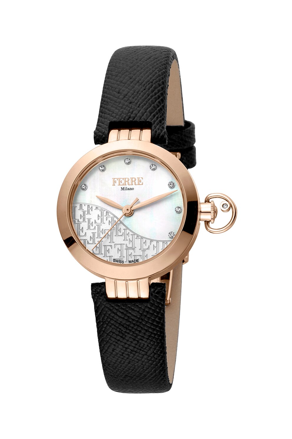 Ferre Milano, Ceas quartz decorat cu cristale zirconia, Negru