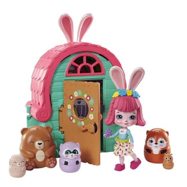 Set de joaca Cabana cu figurine Bree Bunny si animalute matrioska Enchantimals Secret Besties