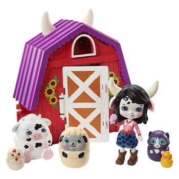 Set de joaca Ferma de pe deal cu figurine Cambrie Cow si animalute matrioska Enchantimals Secret Besties Set de joaca Ferma de pe deal cu figurine Cambrie Cow si animalute matrioska Enchantimals Secret Besties