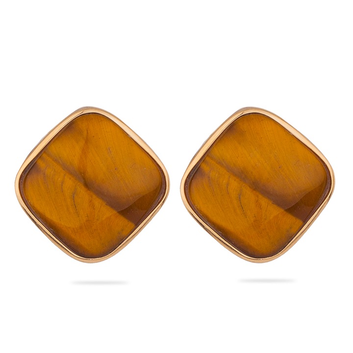 Cercei Swan Pearls CE745EY, Pietre semi-pretioase Ochi de tigru, Argint 925, 2x2cm, Maro