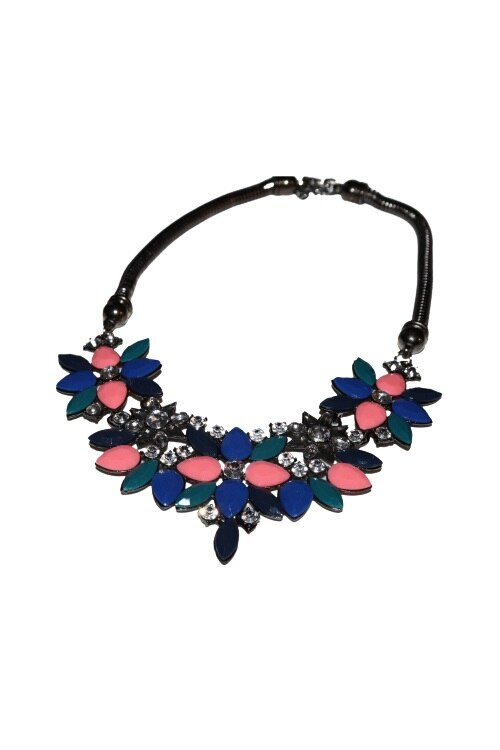 Colier dama, AW, aliaj metalic, reglabil, clasic, multicolor, 44-48 cm