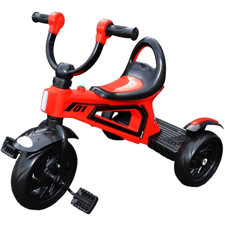 Триколка Go Kart с педали, за деца с музика и светлини, 2-4 години