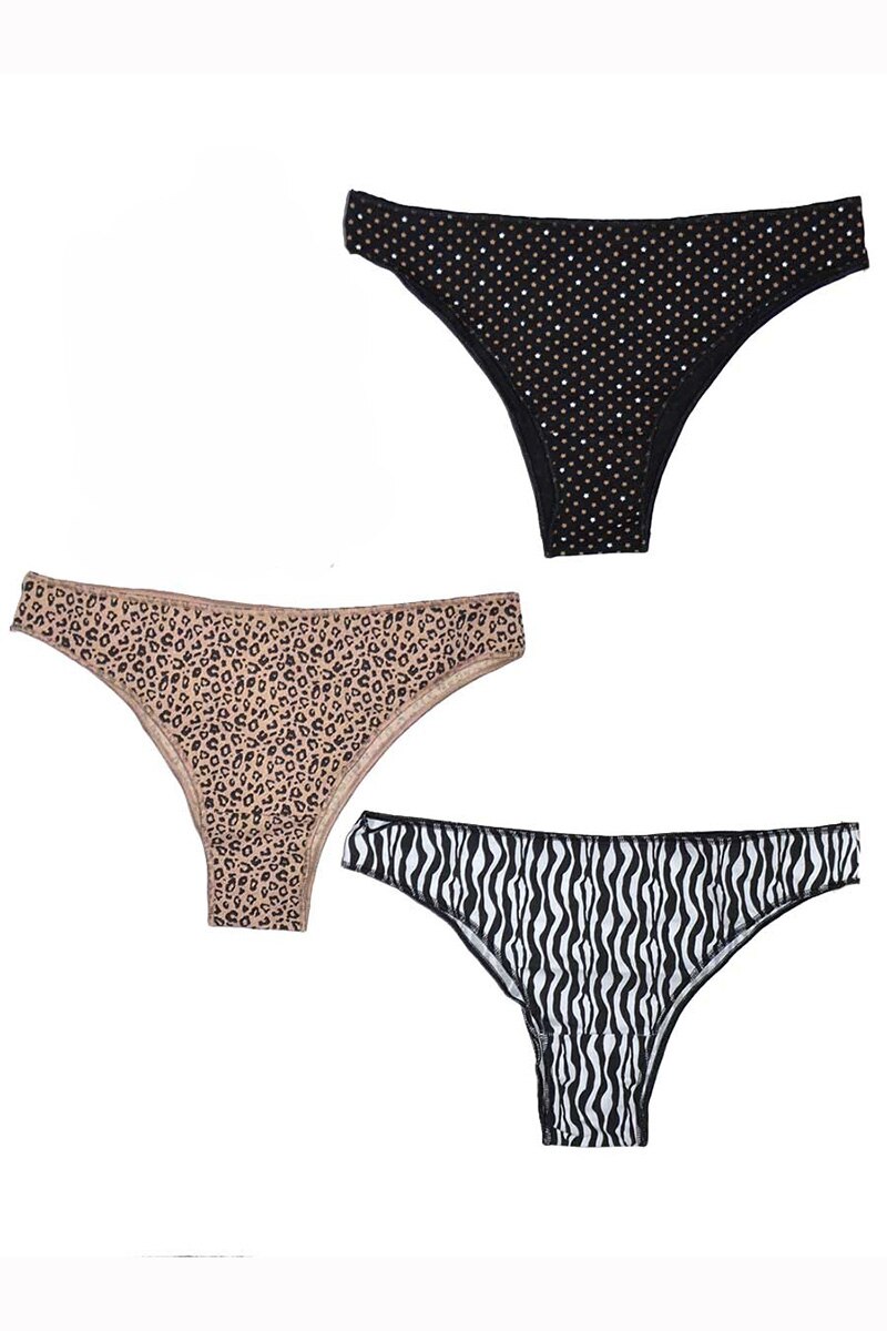 Set chiloti damaCotonella, 3490, 3 perechi, Bumbac, Negru/Alb