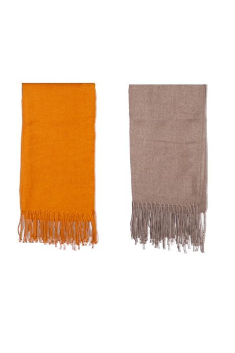 Set 2 esarfe pentru dama, Dazoriginal, casmir, portocaliu/maro, 70 x 175 cm