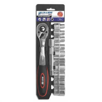 Set chei tubulare cu clichet de 1/2'', Cr-V, 12 piese Set chei tubulare cu clichet de 1/2'', Cr-V, 12 piese