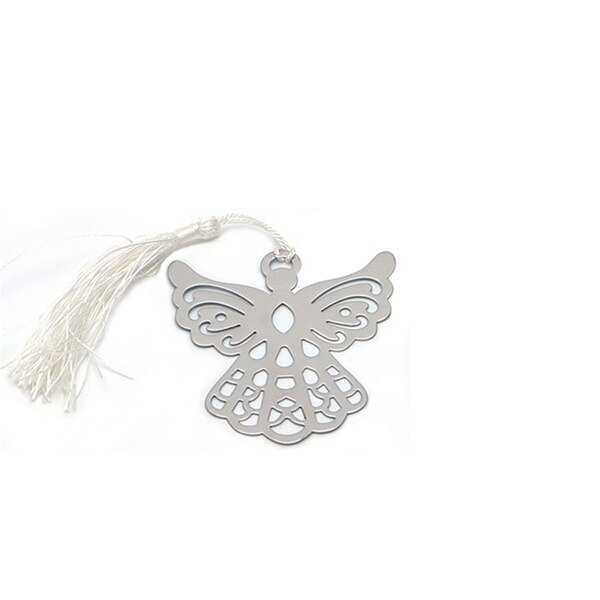 Semn de carte metalic, ingeras argintiu cu canaf alb, Eurozone