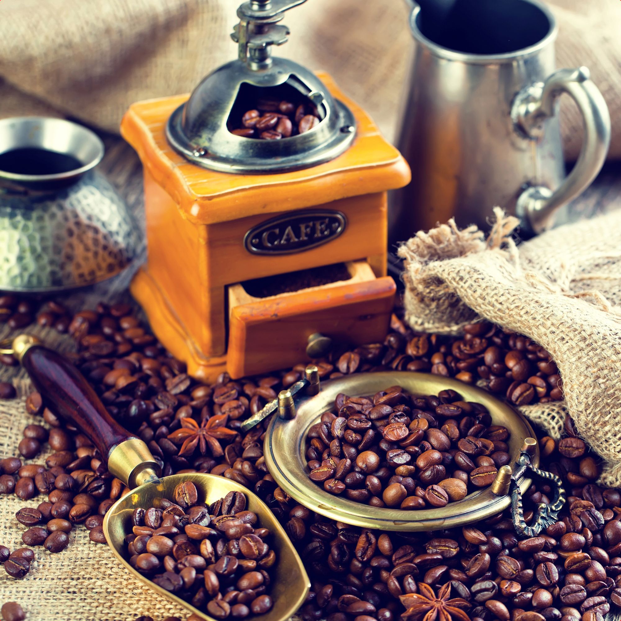 Tablou canvas,model rasnita si cafea,dimensiune 30 x 30 cm