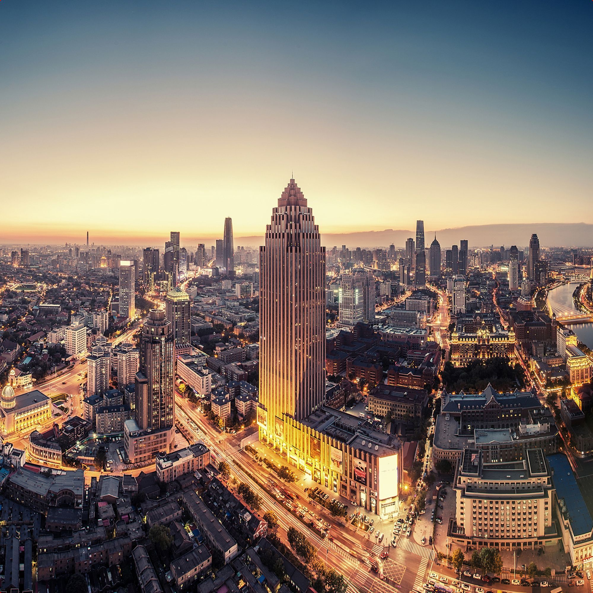 Tablou canvas,model apus oras New York ,dimensiune 30 x 30 cm