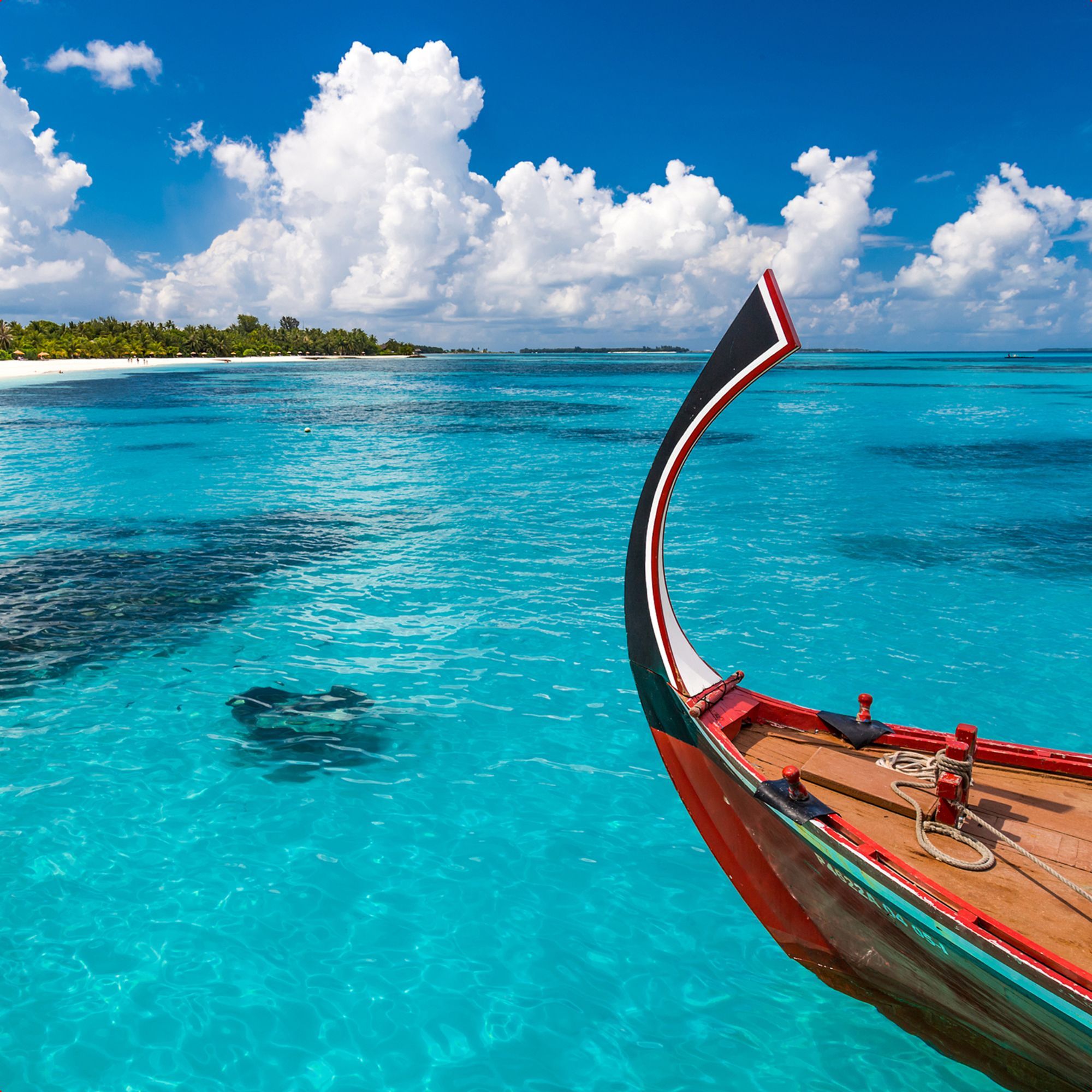 Tablou canvas,model plaja cu barca ,dimensiune 30 x 30 cm