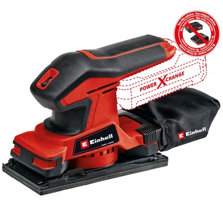 Pachet promo: Slefuitor orbital pe acumulator Einhell TC-OS 18/187 Li Solo, 18 V, tehnologia PXC, 187 x 90 mm suprafata slefuire, 24.000 oscilatii/min, 2 mm circuit oscilant, fara acumulator/incarcator + Acumulator Einhell Power-X-Change, 2,5 Ah Li-Ion, 18V