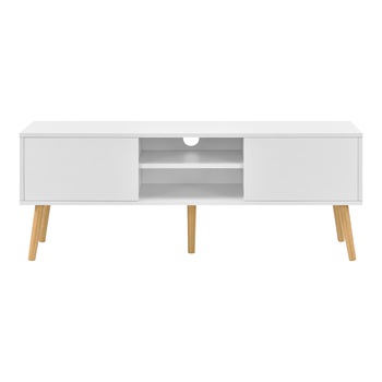 Comoda TV Eskilstuna W, en.casa, 120 x 29,5 x 46,5 cm, lemn/PAL, alb/efect lemn stejar, cu 2 usi si 2 rafturi Comoda TV Eskilstuna W, en.casa, 120 x 29,5 x 46,5 cm, lemn/PAL, alb/efect lemn stejar, cu 2 usi si 2 rafturi