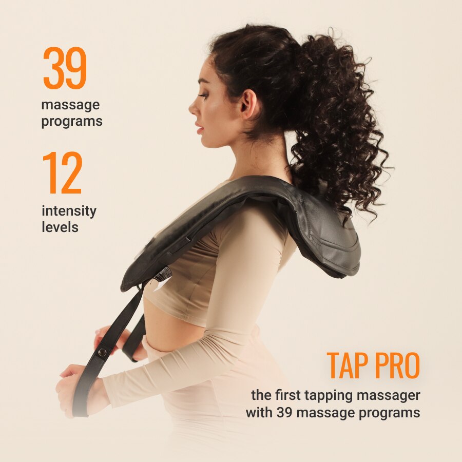Масажор за шия и рамене Tap Pro, Gess, 39 програми, Колан, 12 степени ...