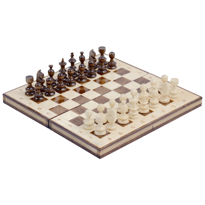 Kézzel Készített Számozott Sakk és Táblajáték, 32x32 cm, Barna