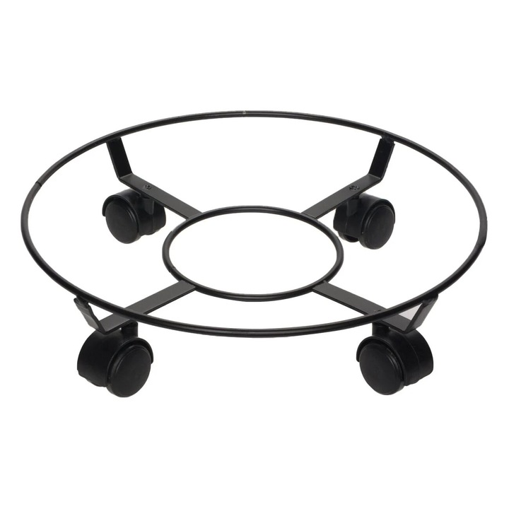 Suport ghiveci cu 4 roti, Cali, din Metal, 40 x 9.5 cm