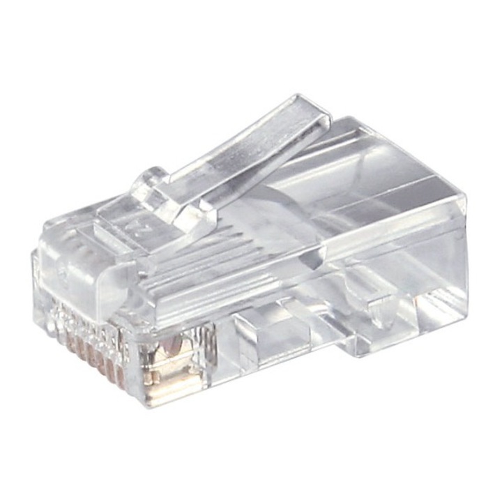 Set 100 bucati mufe UTP Cat5e RJ45, neecranat, pentru cablu rotund