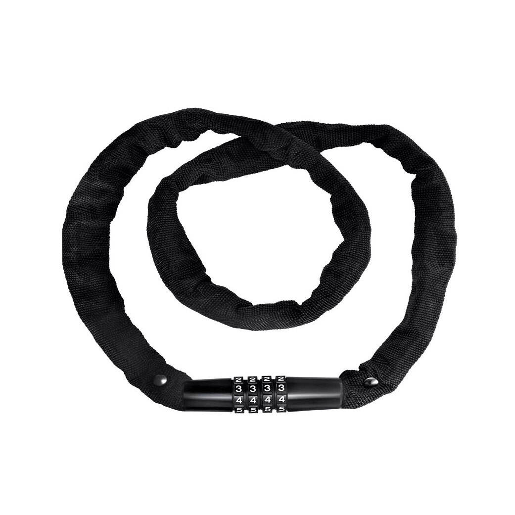 Antifurt bicicleta Forever, lant metalic 330 grame, cu cifru, lungime 1 m, Negru