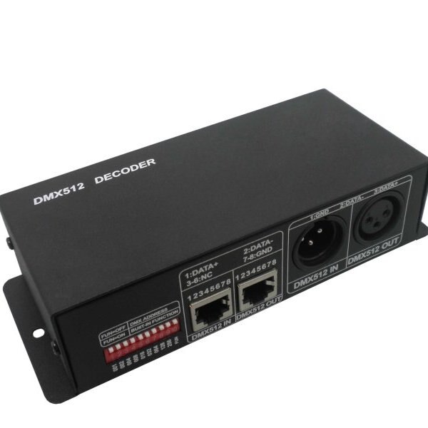 Decodor pentru benzi digitale DMX512, Optonica, 12A, 144W, Negru