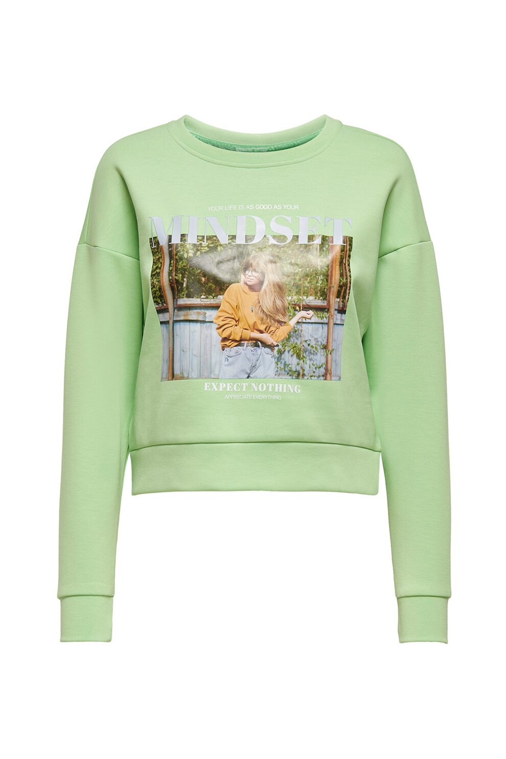 Only, Bluza sport cu imprimeu grafic, Verde